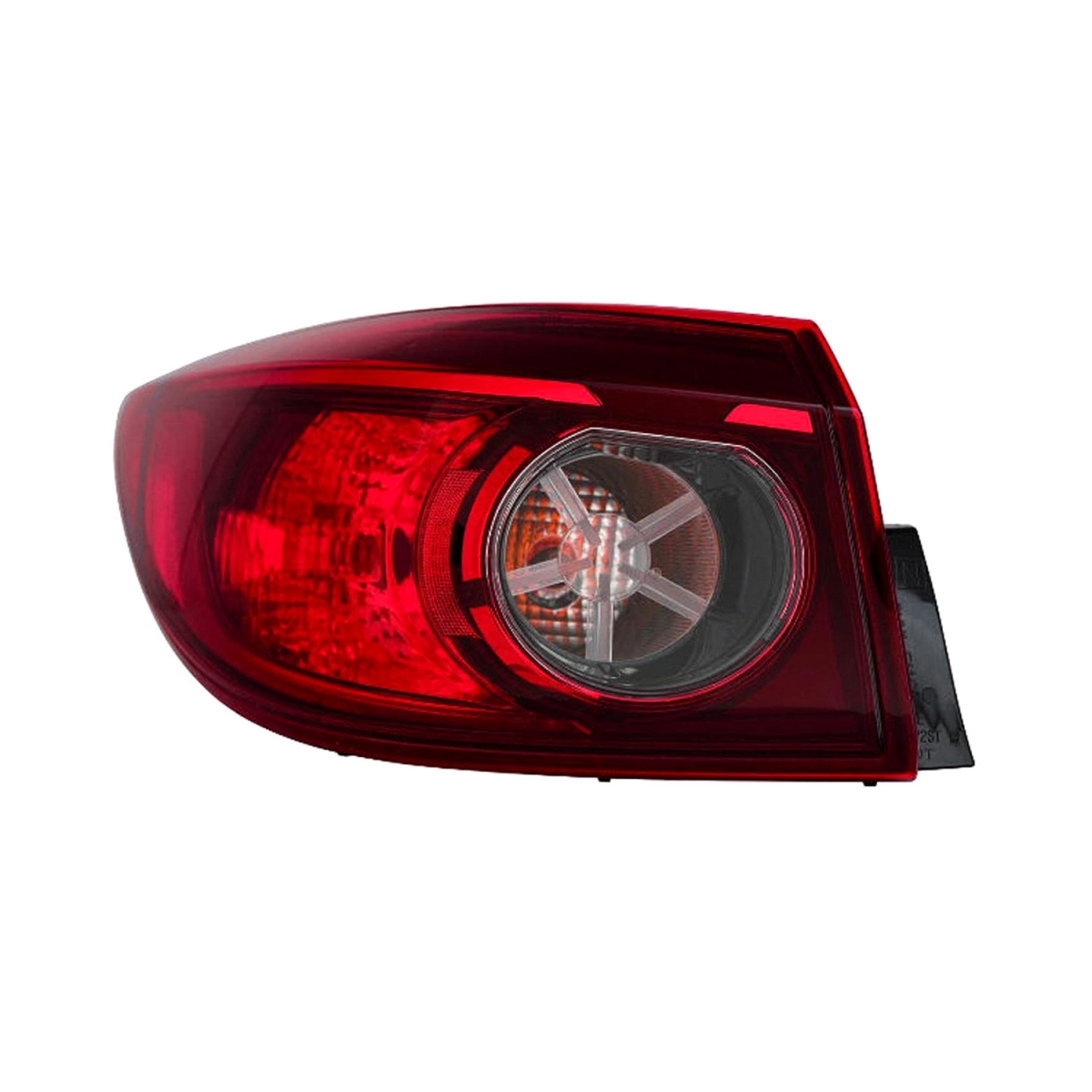 MZN316-1941L-AC CAPA Left Hand Outer Taillamp Assembly for 2014-2015 Mazda 3 Sedan - Chrome Housing - Red & Clear Lens