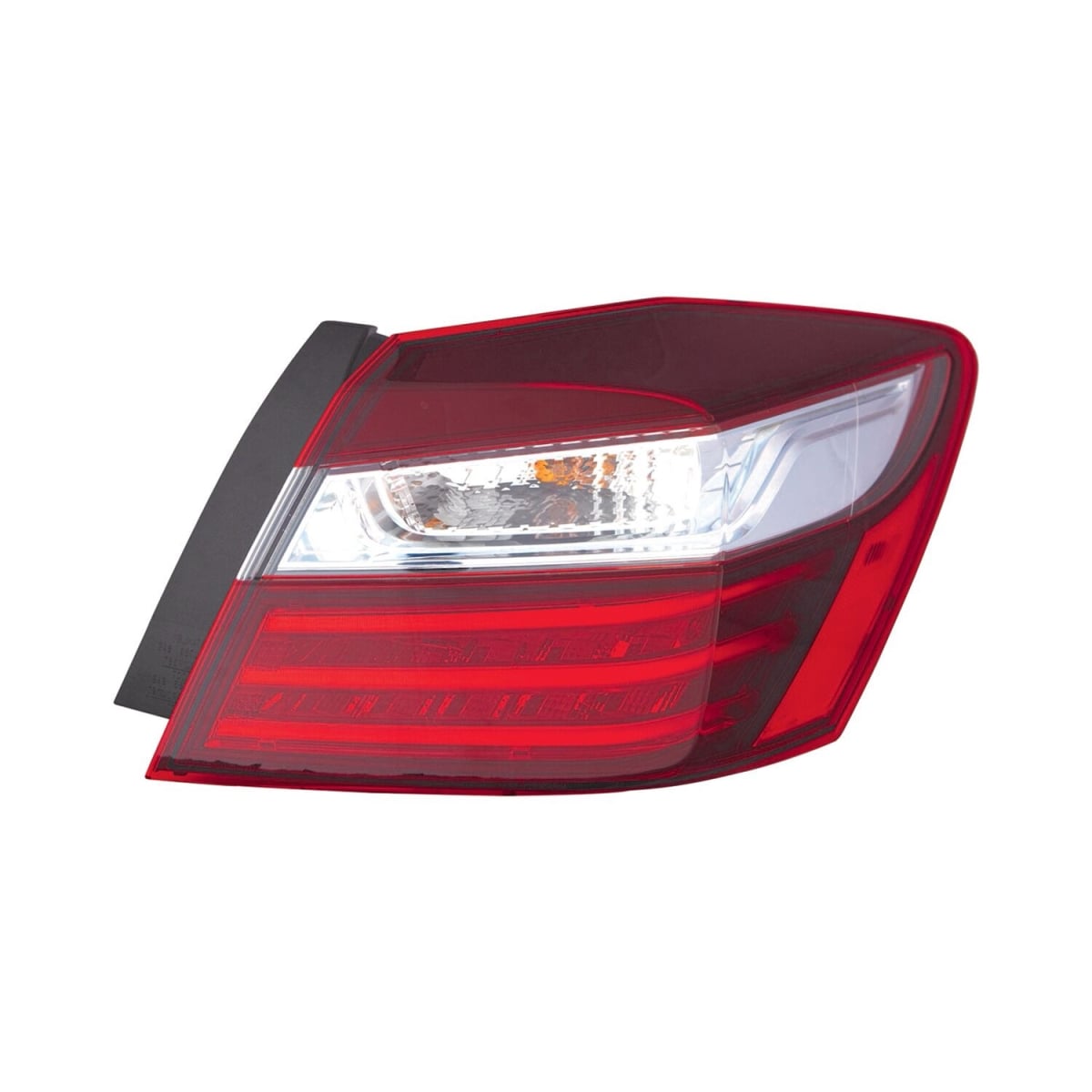 MZN317-19AJR-AC CAPA Right Hand Outer Taillamp Assembly for 2017 Honda Accord Hybrid - Black Housing - Red & Clear Lens