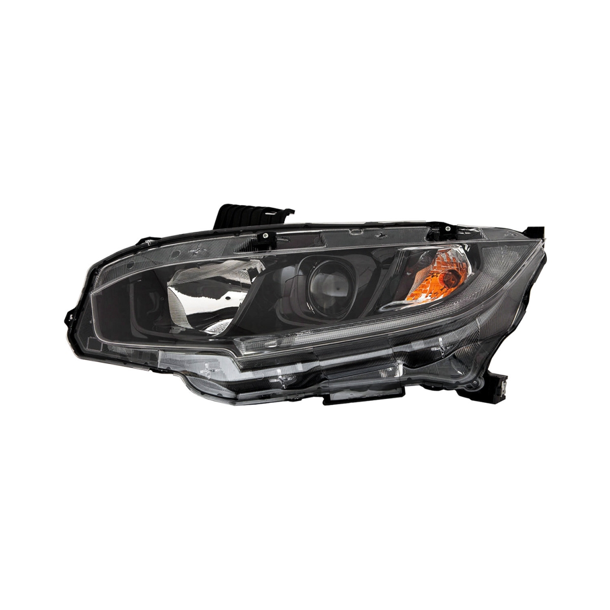 CAPA Left Hand Headlight Assembly for 2019-2020 Honda Civic Sedan-Coupe EX-LX-Sport EX-EXL 1.5L Turbo-2.0L Engine - Black Housing - Clear Lens
