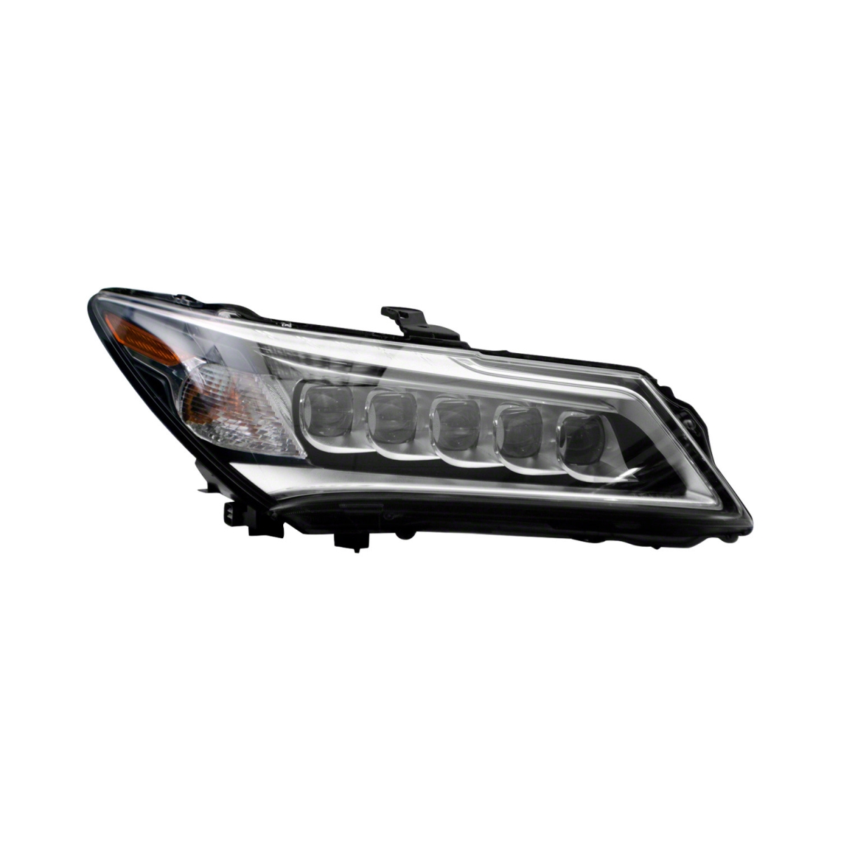 MZN327-1107R-AS Right Hand Headlight Assembly for 2014-2016 Acura MDX - Black & Chrome Housing - Clear Lens