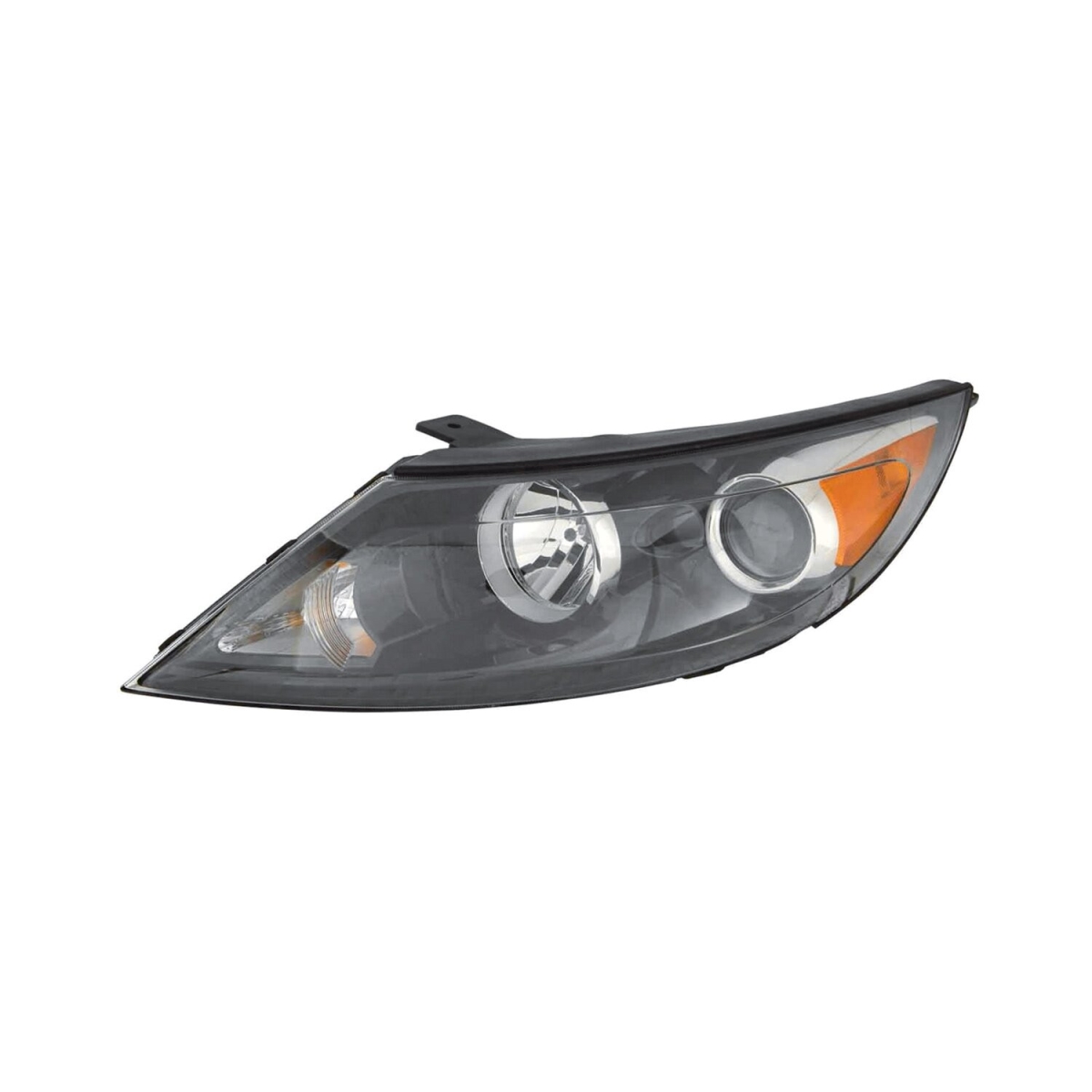 MZN323-1133L-AC2 CAPA Left Hand Headlight Assembly for 2011-2012 Kia Sportage - Black Housing - Clear Lens