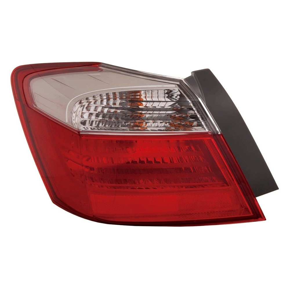MZN317-19A4L-AC CAPA Left Hand Outer Taillamp Assembly for 2013-2014 Honda Accord Sedan - Chrome Housing - Red & Clear Lens