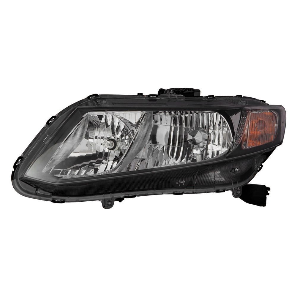 MZN317-1162L-ACN2 CAPA Left Hand Headlight Assembly for 2013 Honda Civic Sedan - Black Housing - Clear Lens