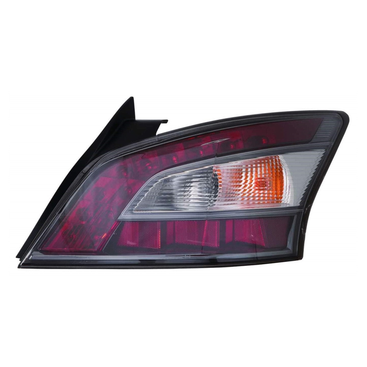 MZN315-1982R-AC CAPA Right Hand Taillamp Assembly for 2012-2014 Nissan Maxima - Black & Chrome Housing - Red & Clear Lens