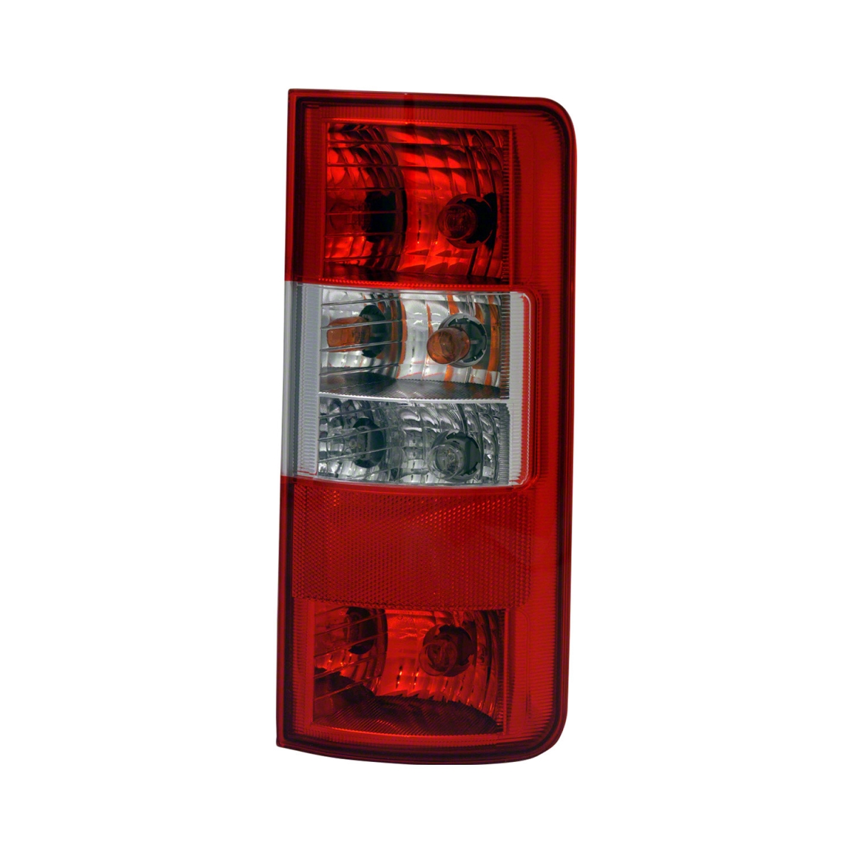 MZN330-1952R-AC CAPA Right Hand Taillamp Assembly for 2010-2013 Ford Transit Connect - Chrome Housing - Red & Clear Lens
