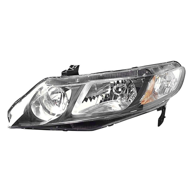 MZN317-1147L-UC2Y CAPA Left Hand Headlight Assembly for 2006-2008 Honda Civic Sedan - Black Housing - Clear Lens