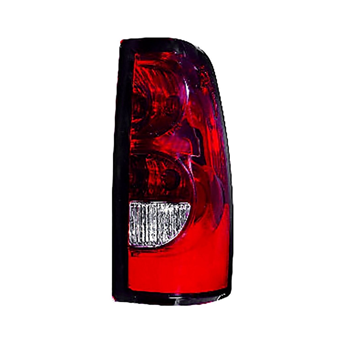 CAPA Right Hand Taillamp Assembly for 2004-2007 Chevrolet Silverado Pickup 1500-2500-3500 Fleetside - Black & Chrome Housing - Red & Clear Lens