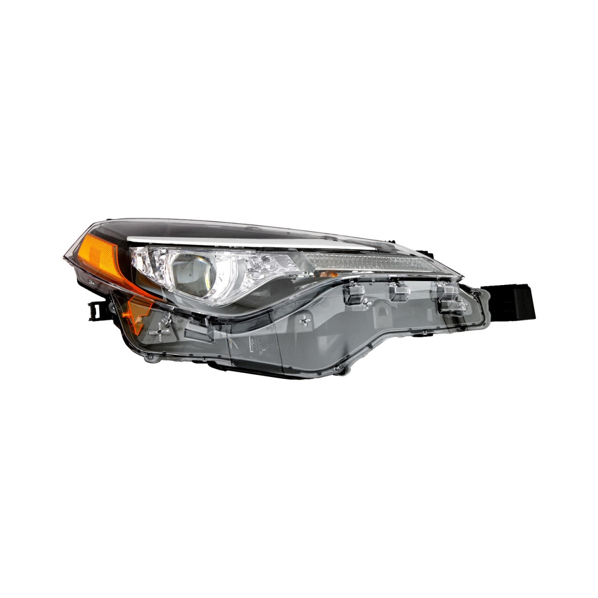 MZN312-11AJR-AC2 CAPA Right Hand Bi-LED Headlight Assembly for 2017-2019 Toyota Corolla CE-L-LE-LE Eco Models - Black Housing - Clear Lens