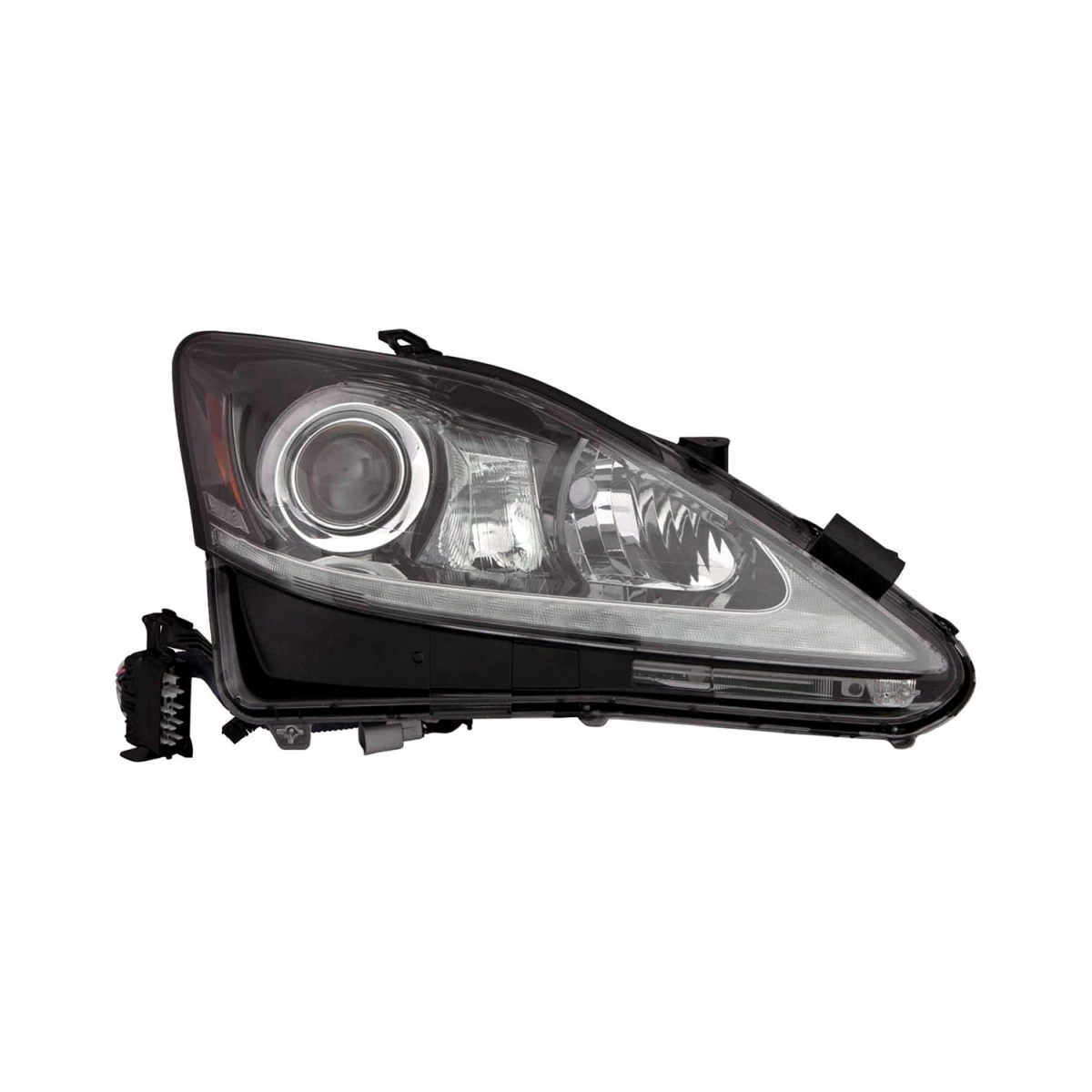 MZN324-1109RMUCHM2 CAPA Right Hand Headlight Assembly for 2011 Lexus IS250 & IS350 - Black Housing - Clear Lens