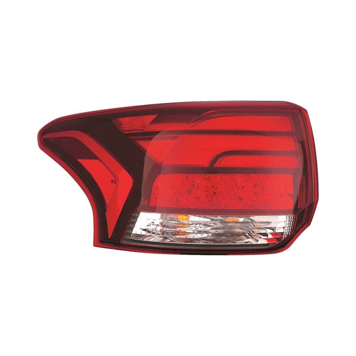 MZN314-1926L-AC CAPA Left Hand Outer Taillamp Assembly for 2016-2020 Mitsubishi Outlander - Chrome Housing - Red & Clear Lens