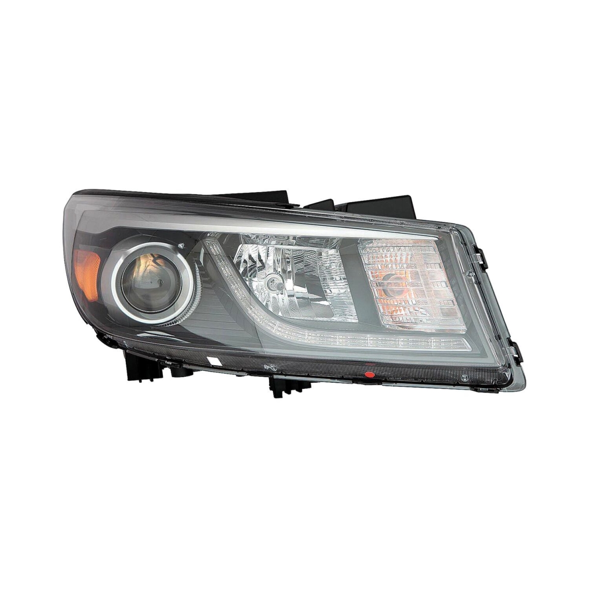 MZN323-1145R-ACN2 CAPA Right Hand Headlight Assembly for 2015-2018 Kia Sedona SX-SXL-Limited Models - Black & Chrome Housing - Clear Lens