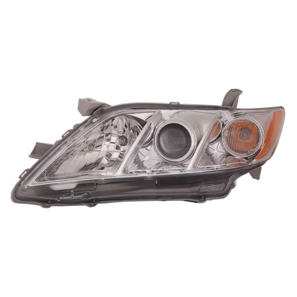 MZN312-1198L-ACN1 CAPA Left Hand Headlight Assembly for 2007-2009 Toyota Camry Base-CE-LE-XLE Models - Chrome Housing - Clear Lens
