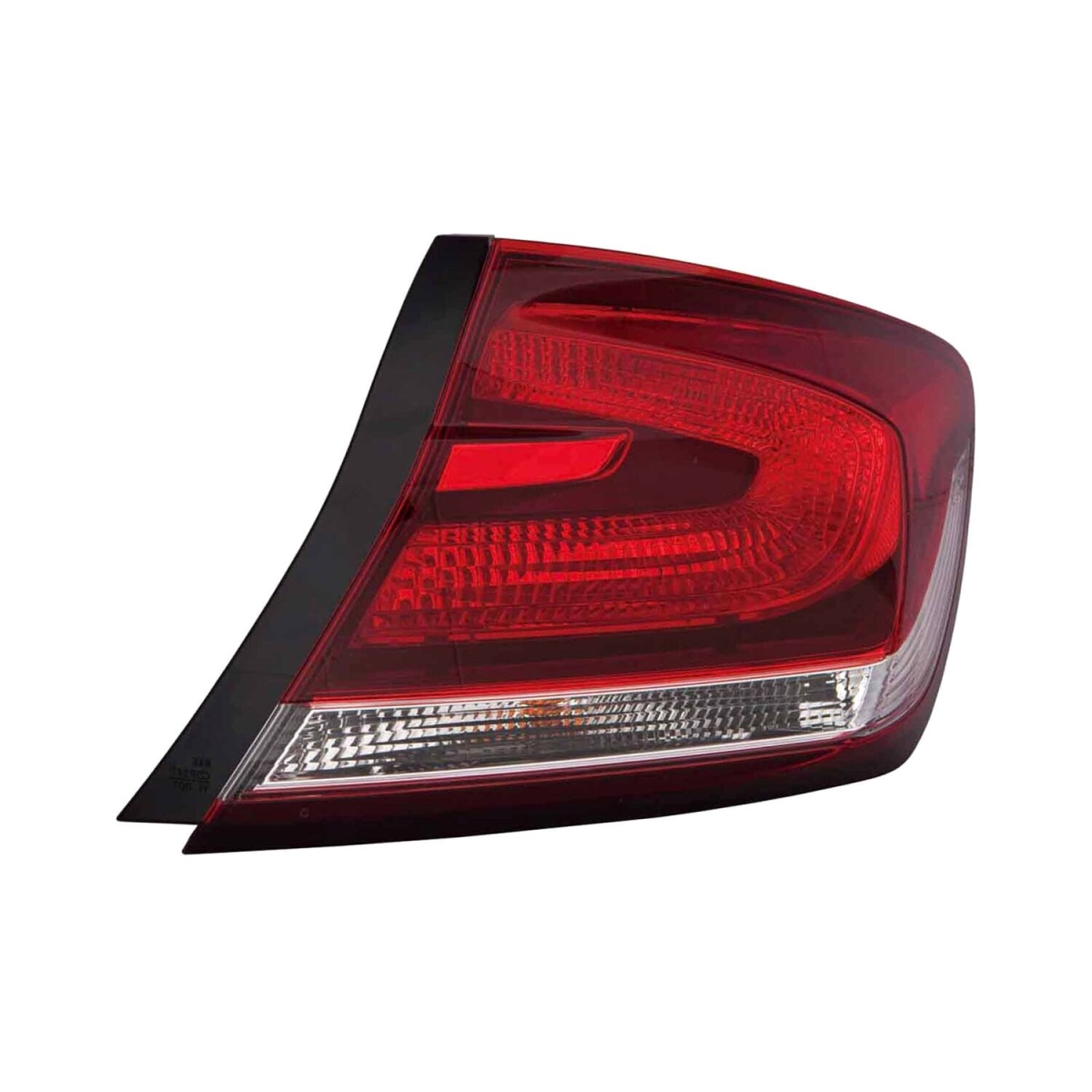 MZN317-19A7R-AC CAPA Right Hand Outer Taillamp Assembly for 2013-2014 Honda Civic Sedan - Black & Chrome Housing - Red & Clear Lens