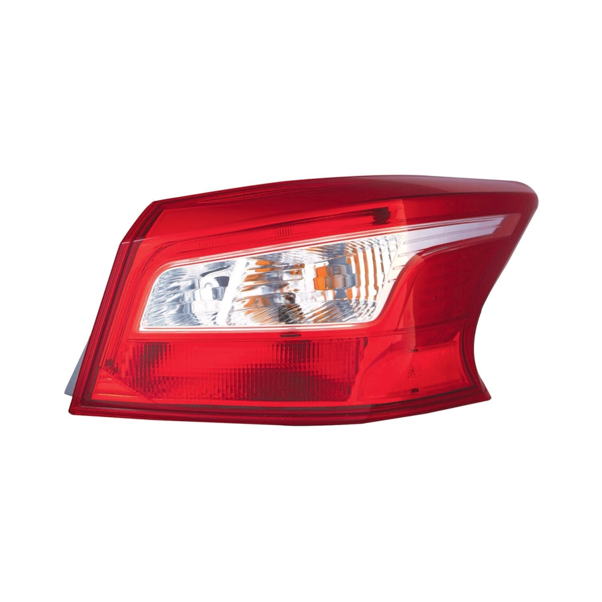 MZN315-1990R-AC CAPA Right Hand Outer Taillamp Assembly for 2016-2017 Nissan Sentra - Chrome Housing - Red & Clear Lens