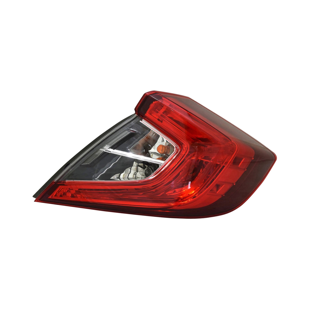 MZN317-19AER-AC CAPA Right Hand Outer Taillamp Assembly for 2016-2018 Honda Civic Sedan - Chrome Housing - Red & Clear Lens