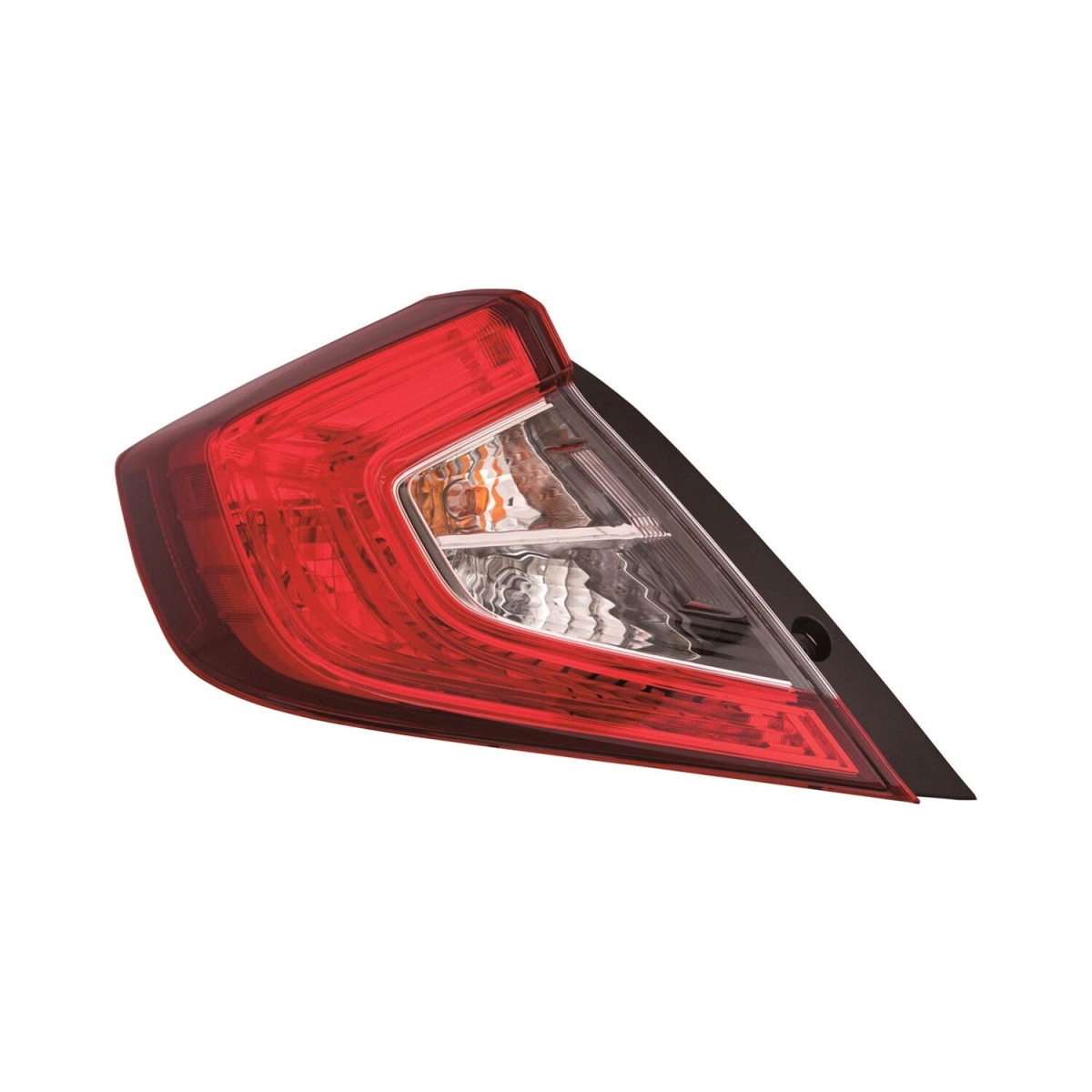 MZN317-19AEL-AC CAPA Left Hand Outer Taillamp Assembly for 2016-2021 Honda Civic Sedan - Chrome Housing - Red & Clear Lens