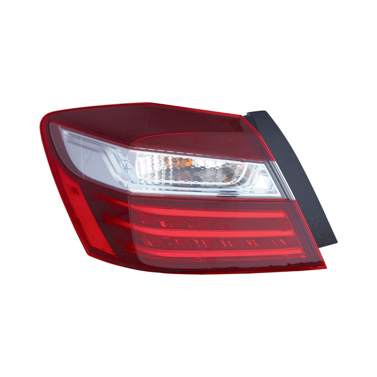 MZN317-19AJL-AC CAPA Left Hand Outer Taillamp Assembly for 2017 Honda Accord Hybrid - Black Housing - Red & Clear Lens
