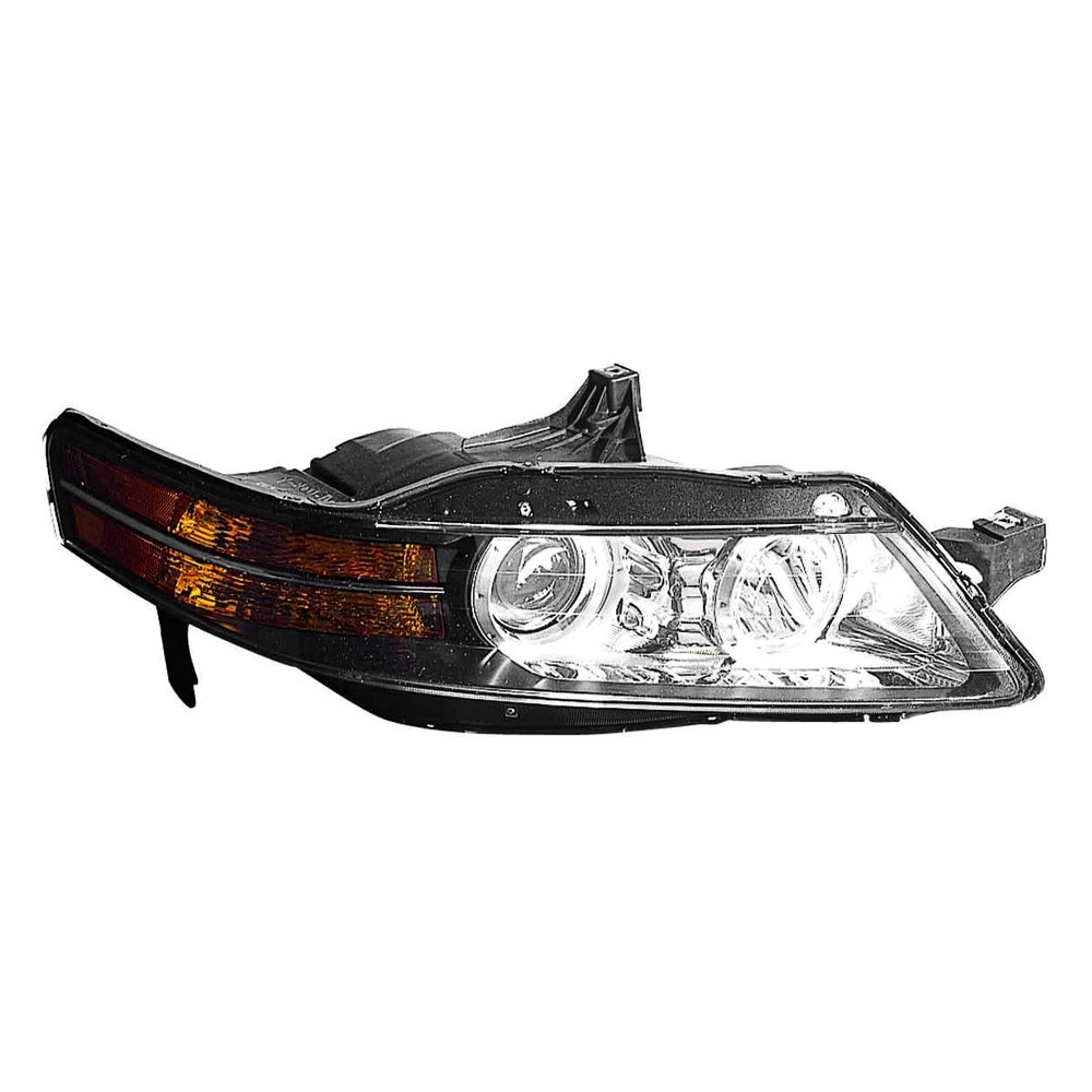 MZN327-1103R-USH1Y Right Hand Headlight Unit for 2007-2008 Acura TL Base-Navi Models - Black & Chrome Housing - Clear Lens
