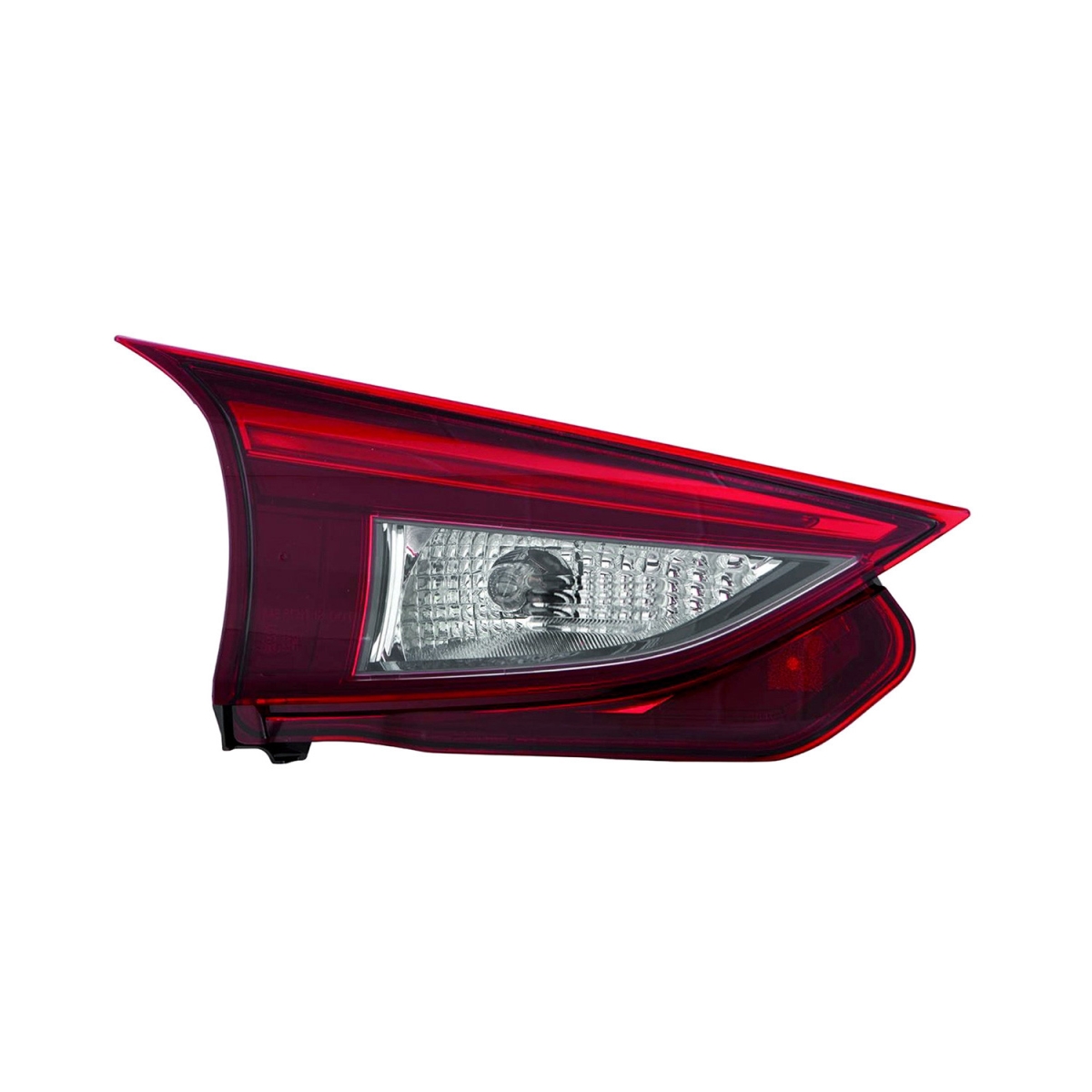 MZN316-1308L-AC CAPA Left Hand Inner Backup Tail Lamp Assembly for 2014-2017 Mazda 3 Hatchback - Chrome Housing - Red & Clear Lens