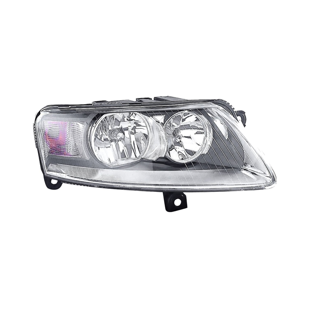 MZN346-1102R-AS Right Hand Headlight Assembly for 2005-2008 Audi A6 Sedan - Black & Chrome Housing - Clear Lens