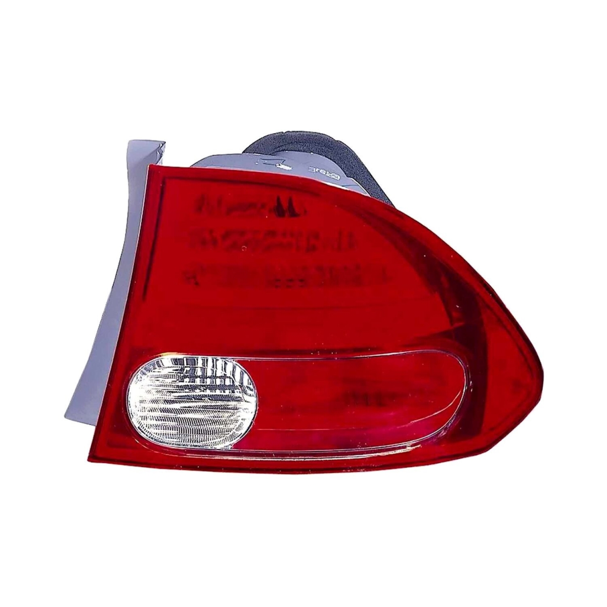MZN317-1979R-UC CAPA Right Hand Taillamp Assembly for 2006-2008 Honda Civic Sedan & Hybrid - Chrome Housing - Red & Clear Lens