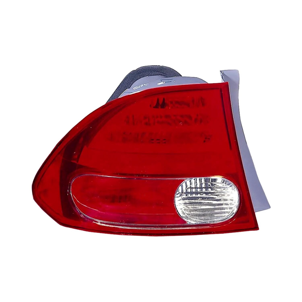 MZN317-1979L-UC CAPA Left Hand Taillamp Assembly for 2006-2008 Honda Civic Sedan & Hybrid - Chrome Housing - Red & Clear Lens