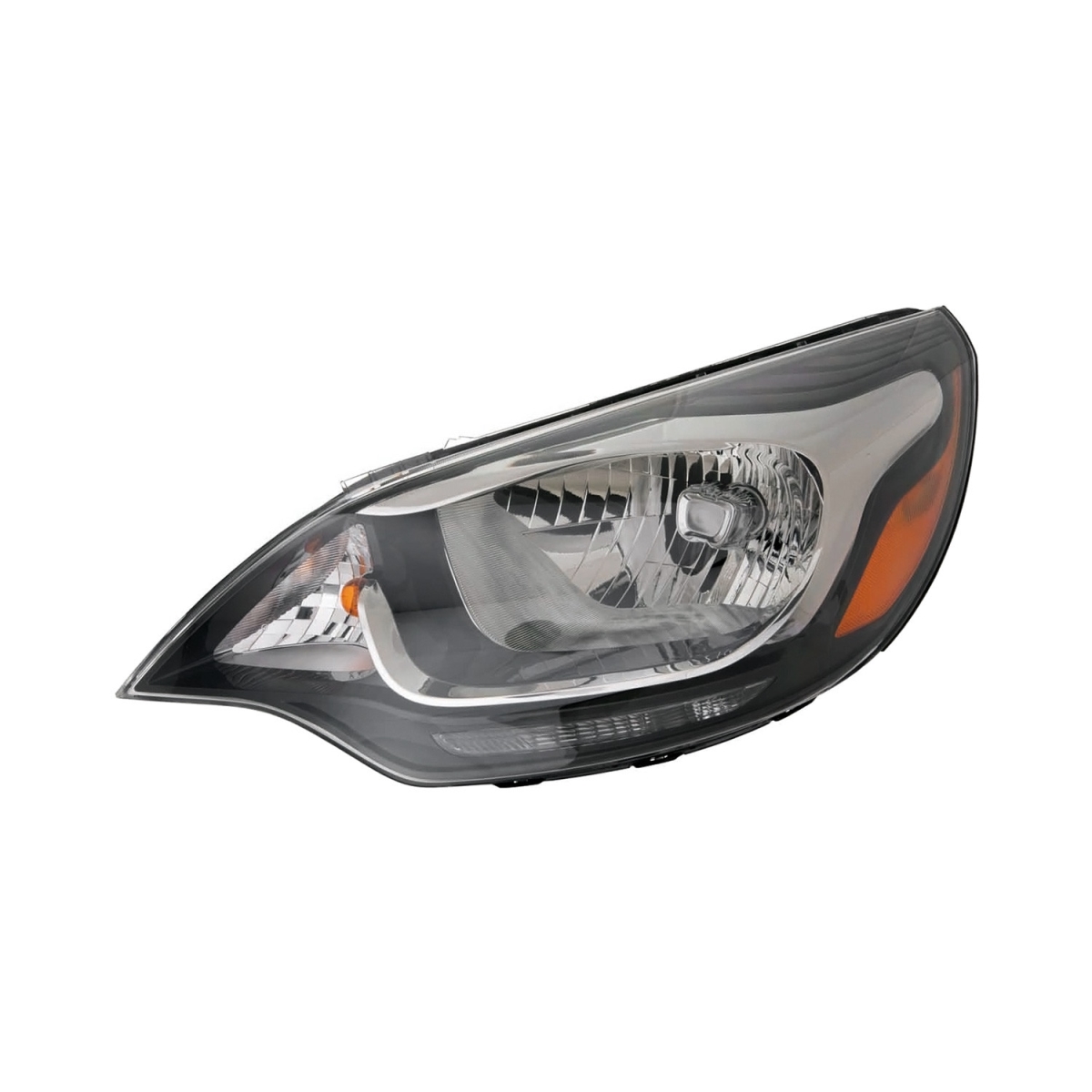 MZN323-1138L-AC2 CAPA Left Hand Headlight Assembly for 2012-2016 Kia Rio Sedan - Black Housing - Clear Lens