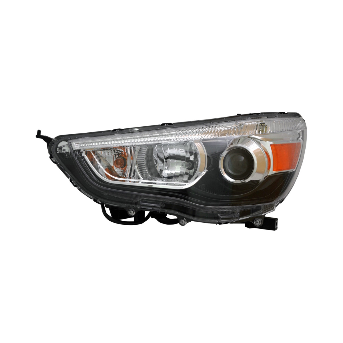 MZN314-1146L-AC2 CAPA Left Hand Headlight Assembly for 2011-2015 Mitsubishi Outlander Sport & RVR - Black Housing - Clear Lens
