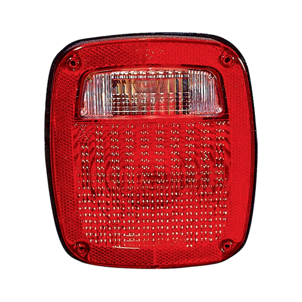 MZN333-1952L-AC CAPA Left Hand Taillamp Assembly for 1991-2006 Jeep Wrangler - Chrome Housing - Red & Clear Lens
