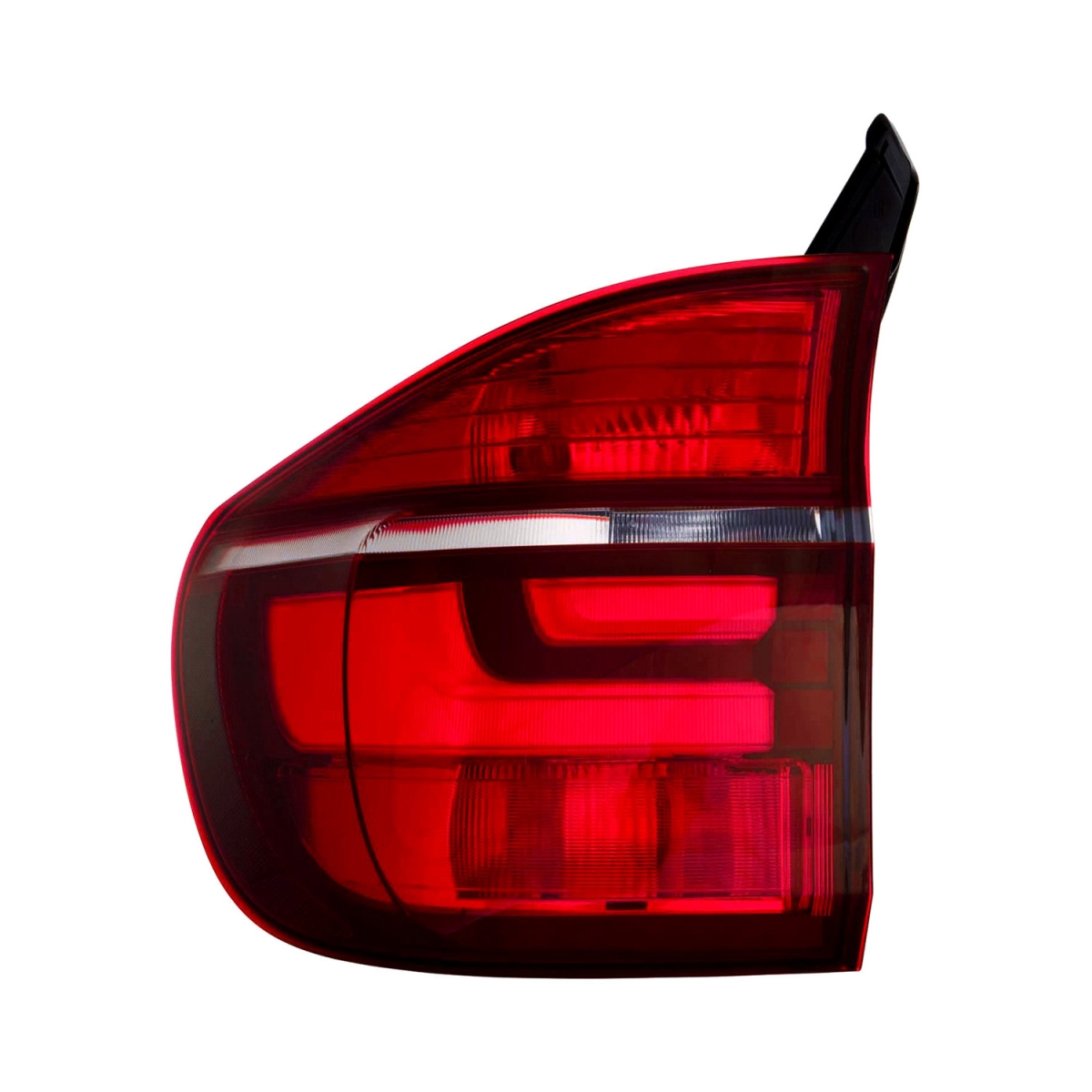 Left Hand Outer Rear Tail Lamp Assembly for 2011-2013 BMW X5 E70 35D-35i Premium Model-35i Sport-50i Models - Chrome Housing - Red & Clear Lens
