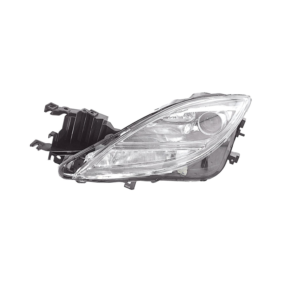 MZN316-1138L-UC7 CAPA Left Hand Headlight Assembly for 2009-2010 Mazda 6 - Chrome Housing - Clear Lens