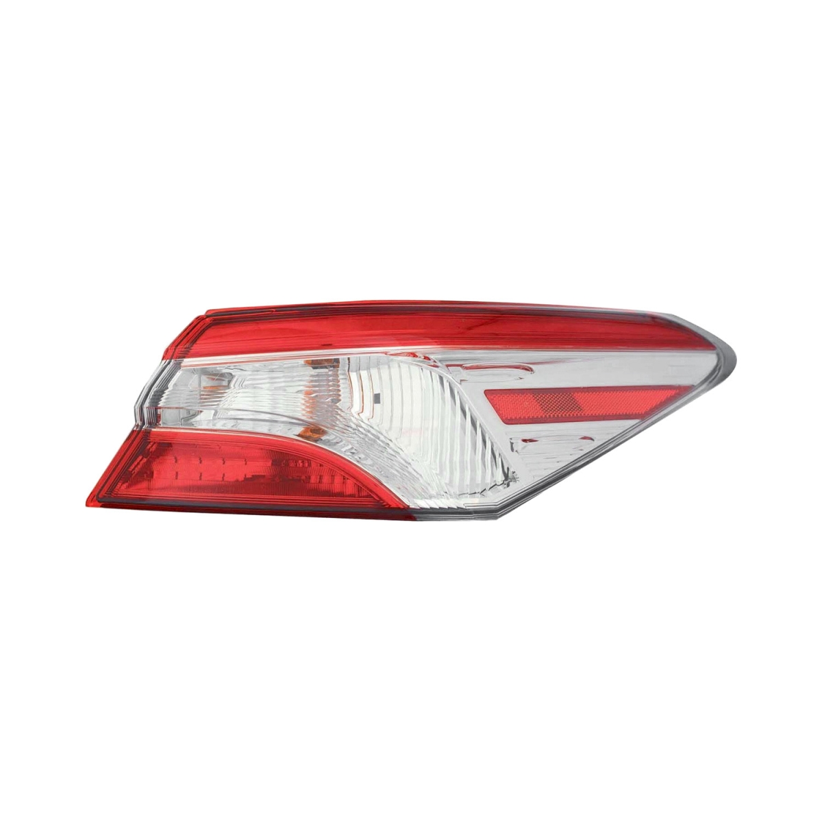 MZN312-19ASR-AC CAPA Right Hand Outer Taillamp Assembly for 2018 Toyota Camry LE Model - Chrome Housing - Red & Clear Lens