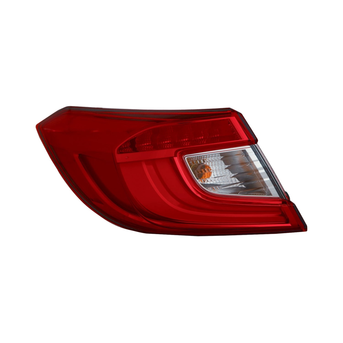 MZN317-19AQL-AC CAPA Left Hand Outer Taillamp Assembly for 2018-2019 Honda Accord Sedan - Chrome Housing - Red & Clear Lens
