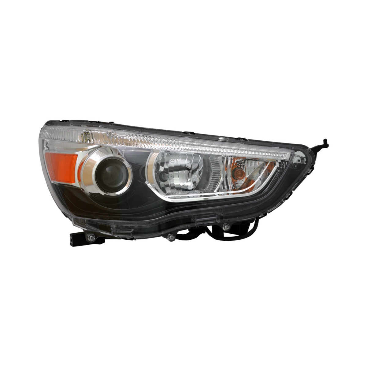 MZN314-1146R-AC2 CAPA Right Hand Headlight Assembly for 2011-2015 Mitsubishi Outlander Sport & RVR - Black Housing - Clear Lens