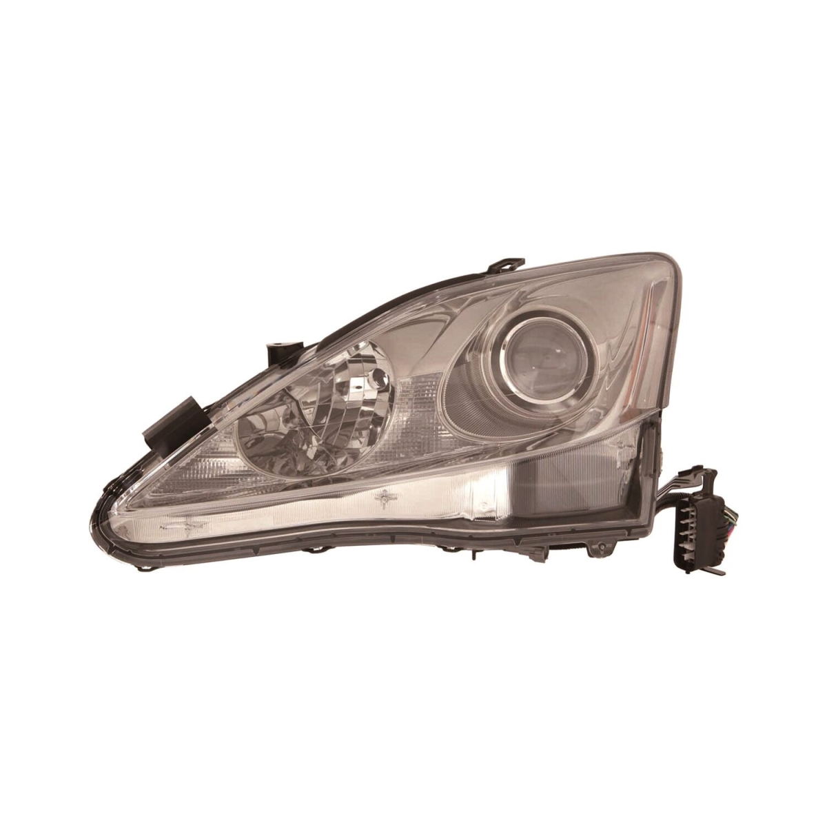MZN324-1101L-UCN7 CAPA Left Hand Headlamp Lens & Housing for 2011-2013 Lexus IS250-IS350-IS250C-IS350C LX - Chrome Housing - Clear Lens