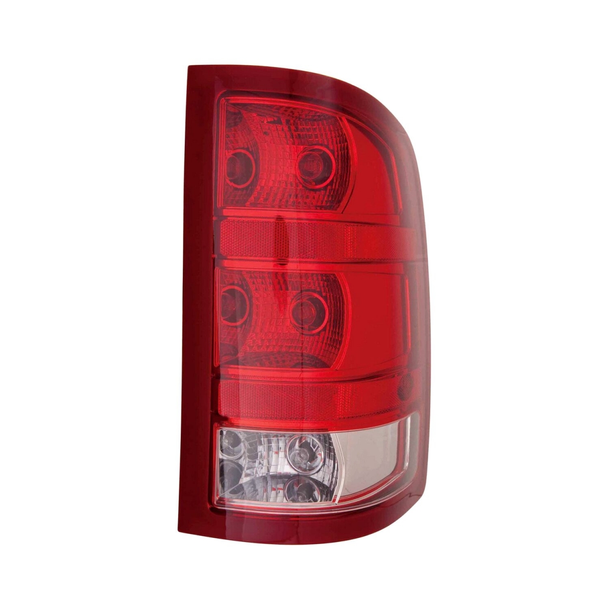 MZN335-1934R-ACN CAPA Right Hand Taillamp Assembly for 2010-2011 GMC Sierra 1500 SL-SLE-SLT-WT Models - Chrome Housing - Red & Clear Lens