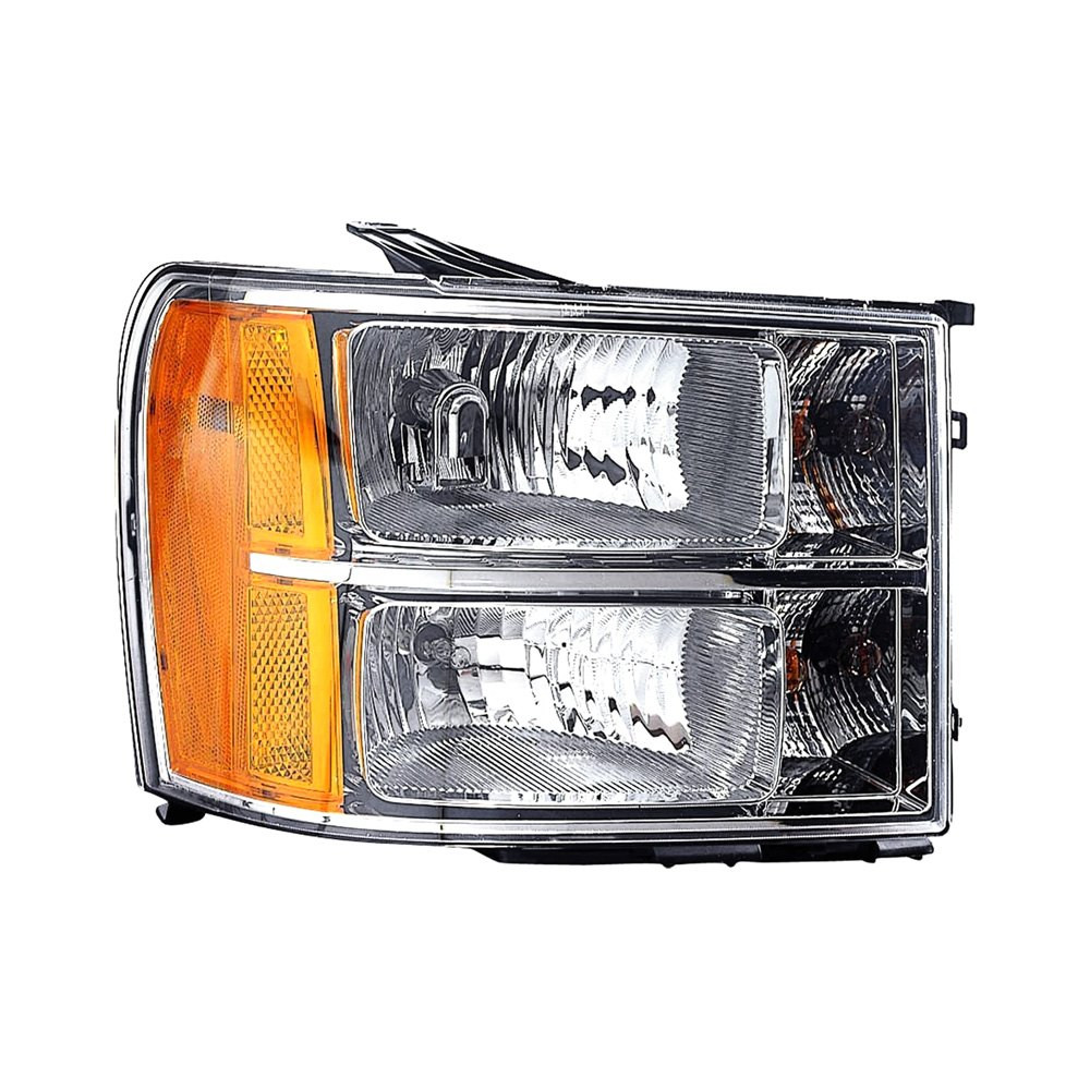 MZN335-1147R-AC CAPA Right Hand Headlight Assembly for 2007-2010 GMC Sierra - Chrome Housing - Clear Lens