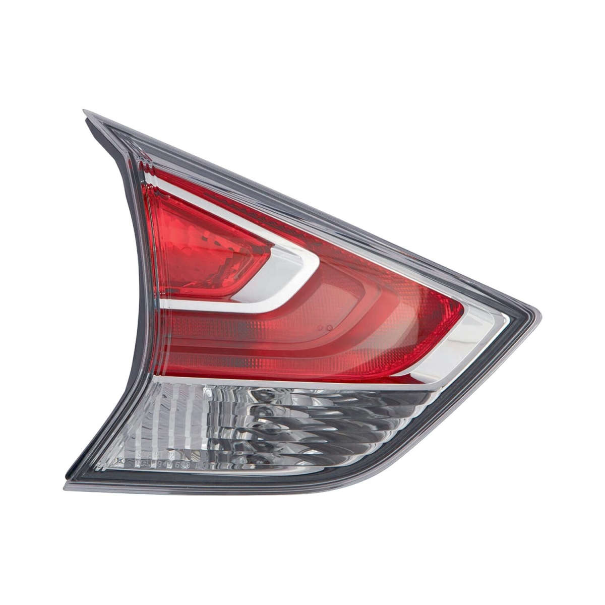 MZN315-1310L-AC CAPA Left Hand Backup Tail Lamp Assembly for 2014-2016 Nissan Rogue - Chrome Housing - Red & Clear Lens