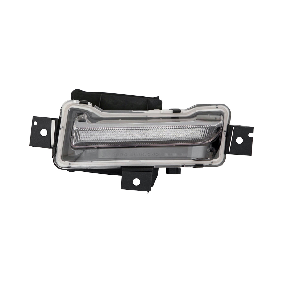 CAPA Left Hand Daytime Running Light Assembly for 2016-2024 Chevrolet Camaro Coupe & Convertible LS-LT-ZL1 Models - Black Housing - Clear Lens