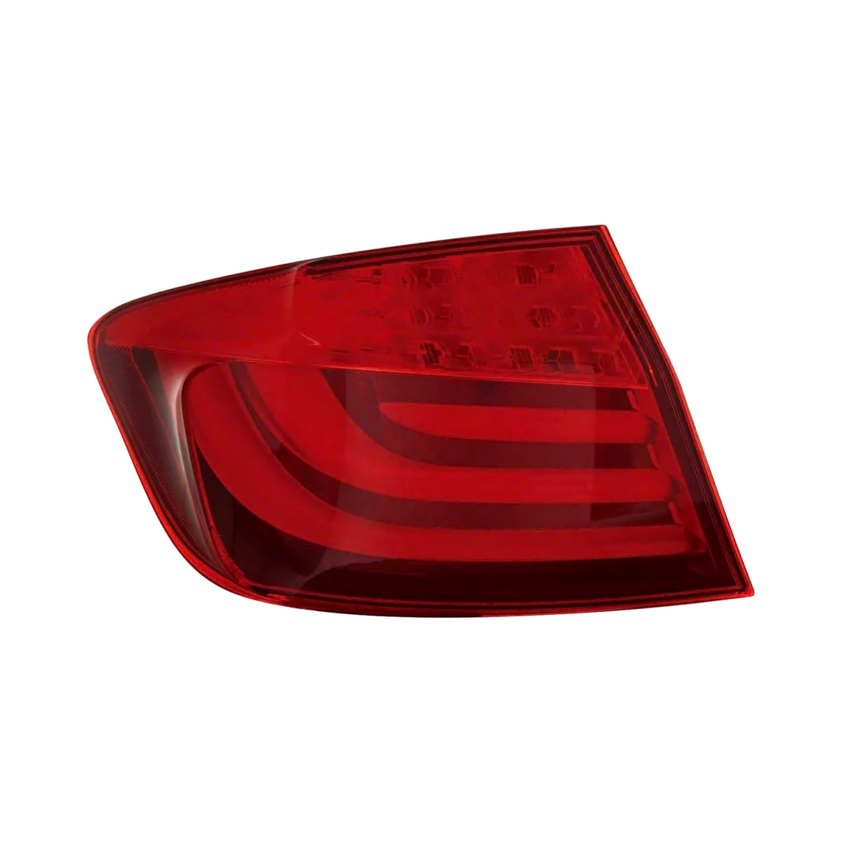 MZN444-1957L-AC CAPA Left Hand Outer On-Body Taillamp Assembly for 2011-2013 BMW 5 Series Sedan - Chrome Housing - Red Lens