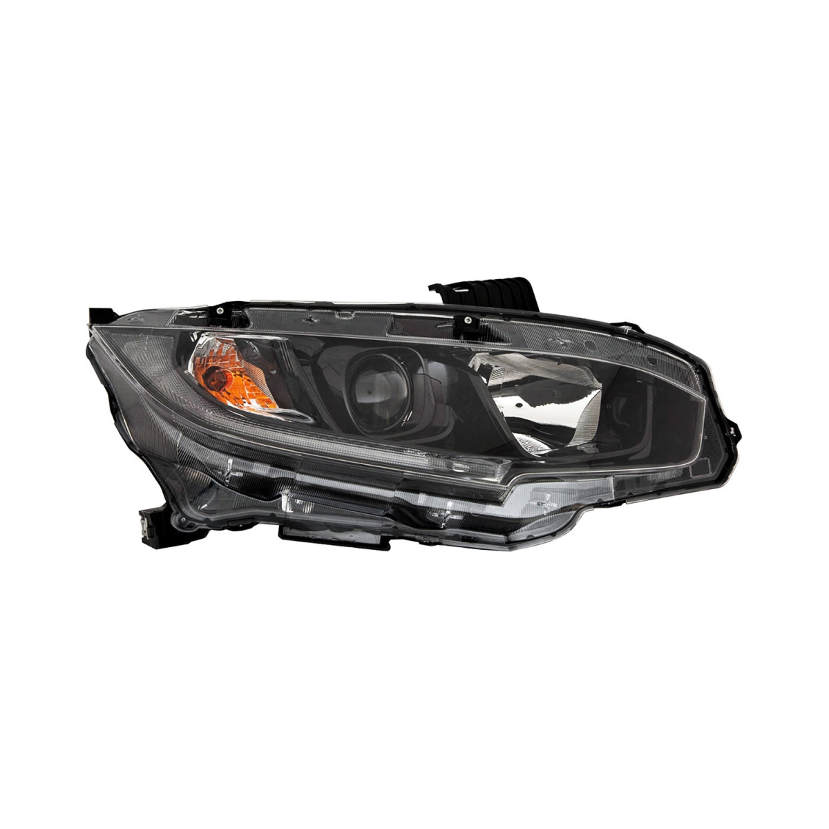CAPA Right Hand Headlight Assembly for 2019-2021 Honda Civic Sedan & Coupe EX-LX-Sport Models 1.5L Turbo-2.0L Engine - Black Housing - Clear Lens
