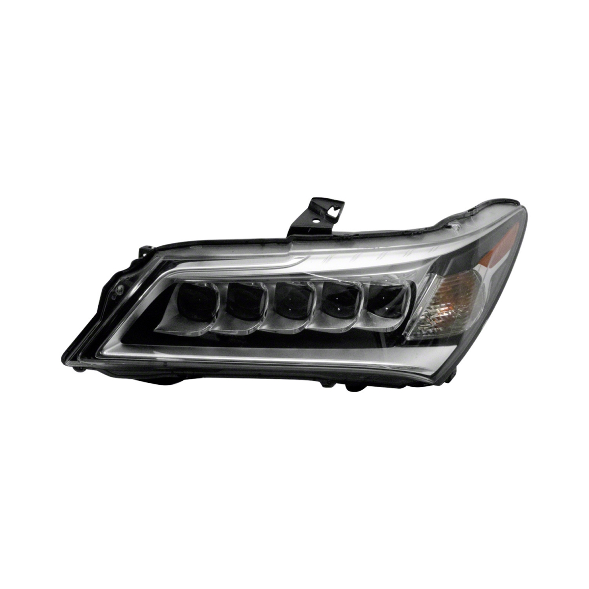 MZN327-1107L-AS Left Hand Headlight Assembly for 2014-2016 Acura MDX - Black & Chrome Housing - Clear Lens