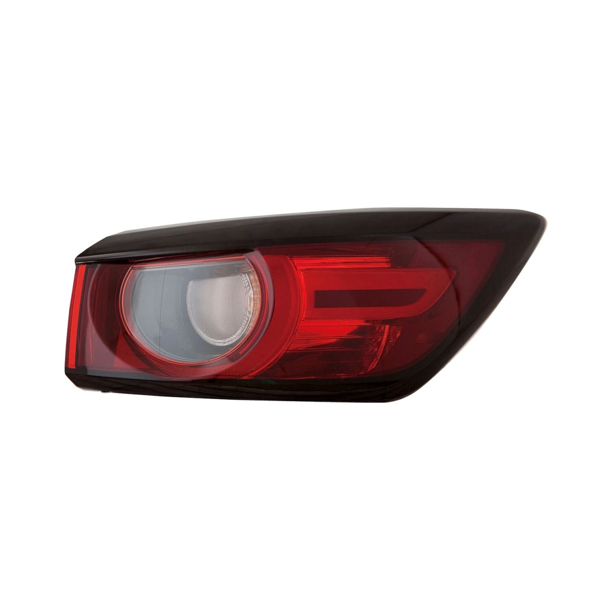 MZN316-1953R-AC CAPA Right Hand Outer Taillamp Assembly for 2019-2020 Mazda CX-3 - Black & Chrome Housing - Red & Clear Lens