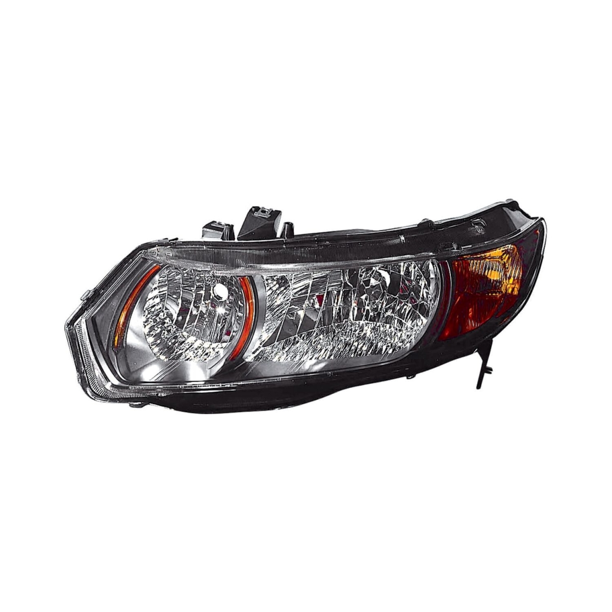 MZN317-1148R-UC2Y CAPA Right Hand Headlight Assembly for 2006-2009 Honda Civic Coupe - Black Housing - Clear Lens