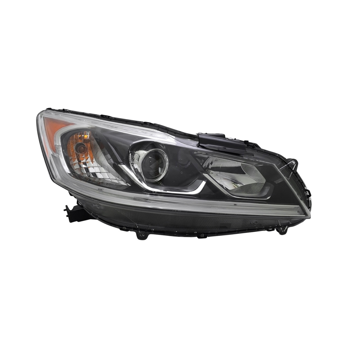 MZN317-1176R-ACN2 CAPA Right Hand Headlight Assembly for 2016 Honda Accord Sedan EX-EX-L-Sport - Black Housing - Clear Lens