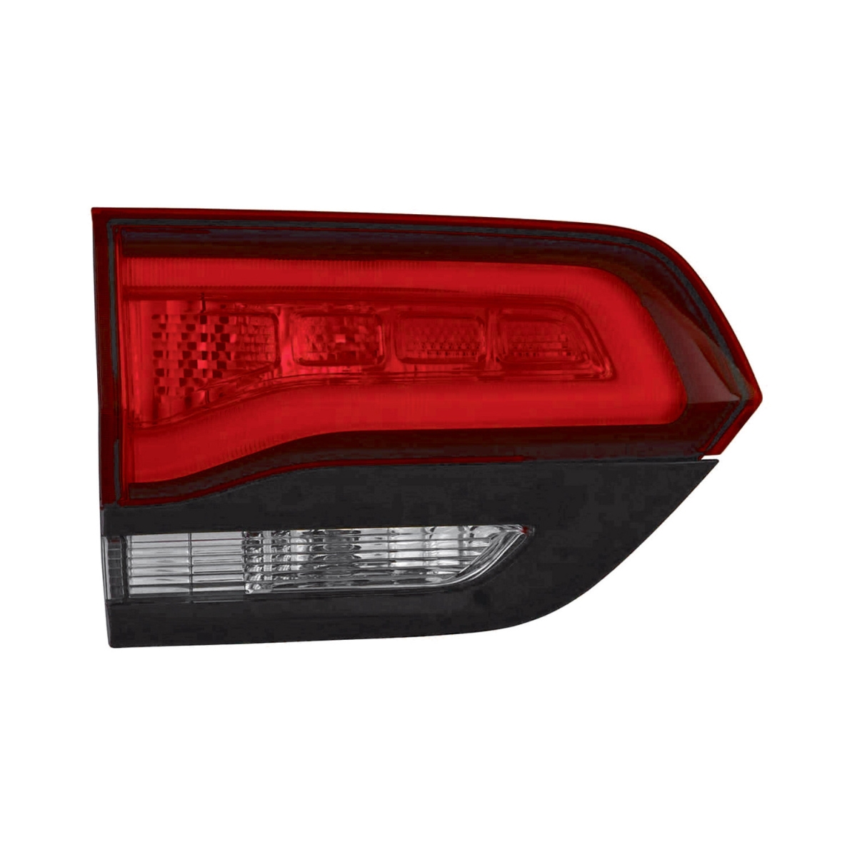 CAPA Left Hand Inner Backup Tail Lamp Assembly for 2014-2020 Jeep Grand Cherokee SRT8-Trackhawk Models - Black Housing - Red & Clear Lens