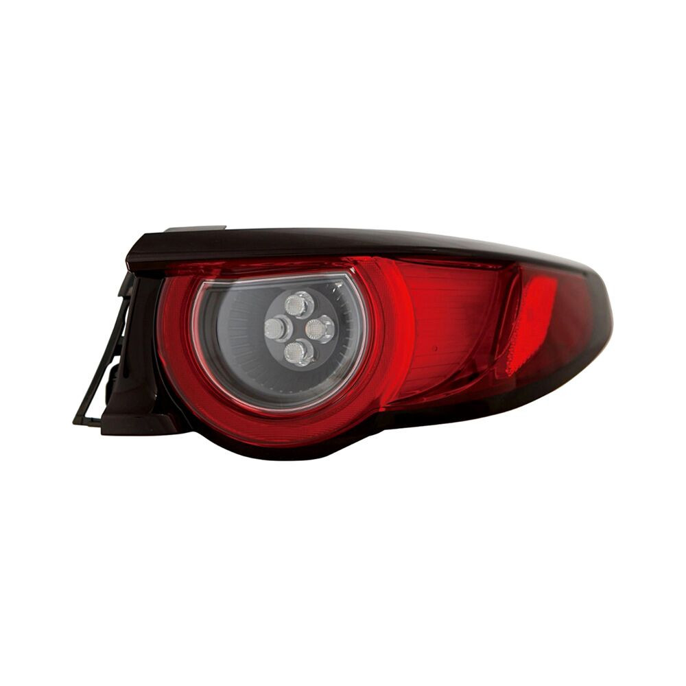 MZN316-1957R-AC CAPA Right Hand Outer Taillamp Assembly for 2019-2020 Mazda 3 Hatchback - Black & Chrome Housing - Red & Clear Lens