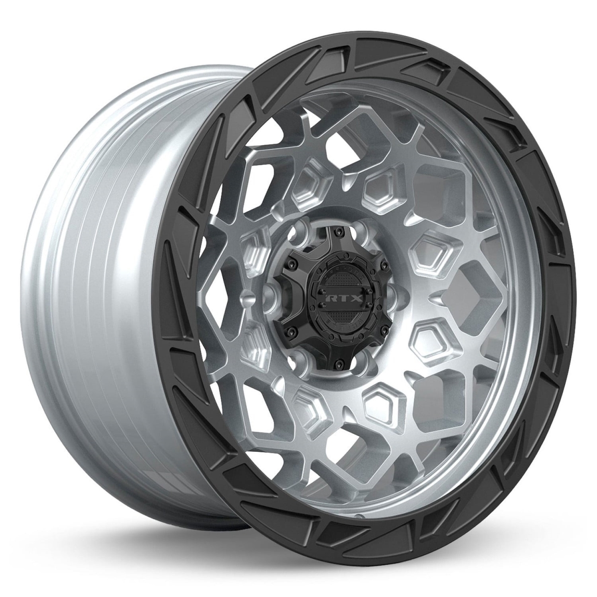 RTW083470 20 x 9 in. 6 Lug x 139.7 mm Bolt Pattern, 15 mm Offset & 106.1 mm Center Bore Spade Hyper Silver Black Lip Aluminum Wheel