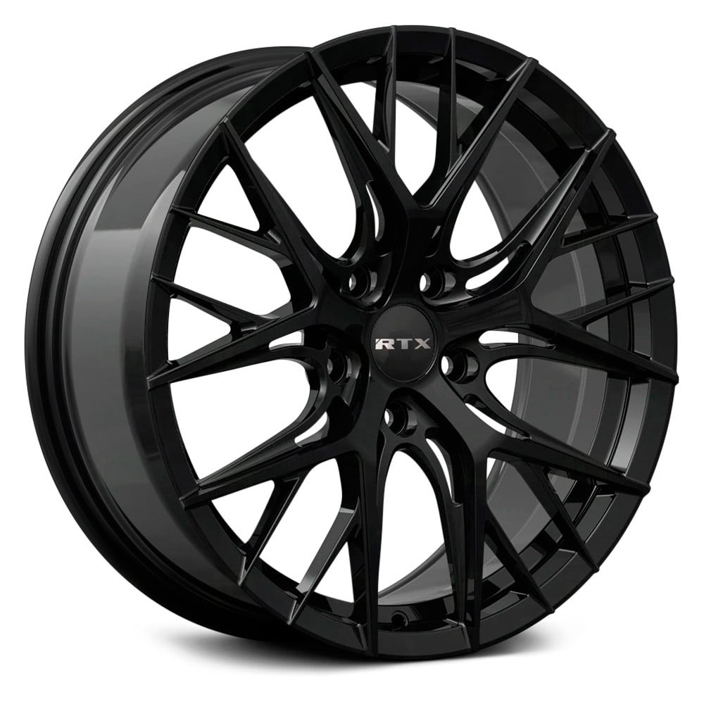 RTW083039 18 x 8 in. 5 Lug x 114.3 mm Bolt Pattern, 40 mm Offset & 73.1 mm Center Bore Valkyrie Gloss Black Aluminum Wheel