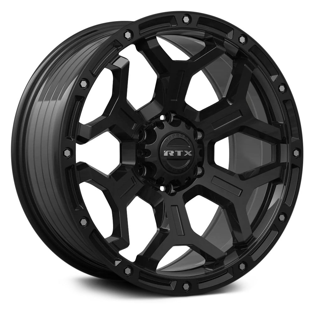 RTW083111 18 x 9 in. 6 Lug x 139.7 mm Bolt Pattern, 0 mm Offset & 106.1 mm Center Bore Goliath Satin Black Milled Rivets Aluminum Wheel